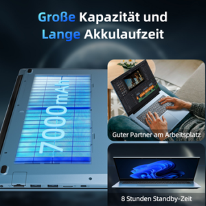 MENGHU 15,6" FHD 180° Business Laptop 16GB RAM 1TB SSD WiFi 6 Windows 11 PRO Notebook