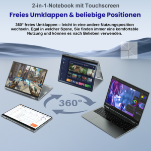MENGHU 2-in-1 Laptop Tablet EZbook Intel N95 Windows11 16GB RAM 640GB SSD Notebook