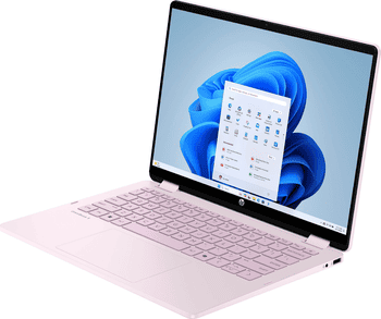 Laptop Haus Mobil 24 ® rosa com tela e teclado em destaque.
