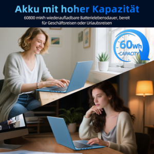 MENGHU 18,5-Zoll FHD Laptop, 16GB RAM 1TB SSD, Sicherheitsschloss, RJ45, HDMI Notebook