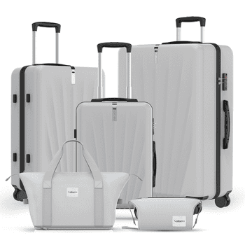 VALLSERO Trolleyset M-L-XL-Set, Gepäck mit Kosmetiktasche, Hartschalen-Koffer, 5-teiliges Set, hochfestes ABS-Gehäuse, 360° geräuschloses Rad