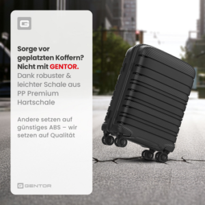 GENTOR Hartschalen-Trolley Koffer Reisekoffer Hartschalenkoffer Trolley Rollkoffer Handgepäck, 4 Rollen, PP Harteschalenkoffer & Reisekoffer