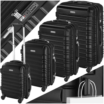 tectake Trolley Hartschalenkoffer-Set, 4 Rollen, 4-teilig, aus robustem ABS-Kunststoff