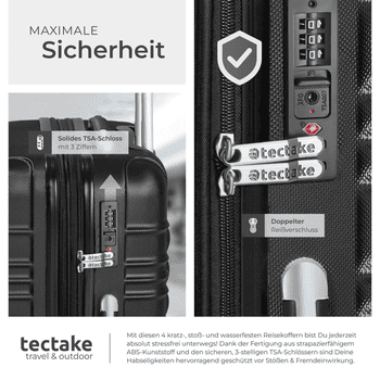 tectake Trolley Hartschalenkoffer-Set, 4 Rollen, 4-teilig, aus robustem ABS-Kunststoff – Bild 5