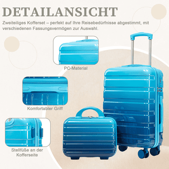 LVHOM Hartschalen-Trolley Handgepäck-Trolley & Koffer Set, 14"/20"/24"/28", leise Rädern für Tour, Geschäftstrip, Familienurlaub, längere Erkundungen, Flughafentransfers – Bild 4