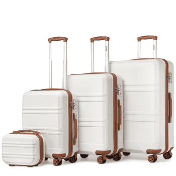 KONO Kofferset 4-teiliges Reiseset, ABS-Hartschalenkoffer + Kosmetikkoffer,