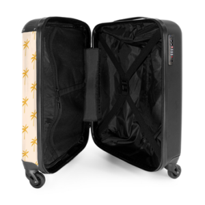 NoBoringSuitcases.com© Hartschalen-Trolley Beige mit gelben Palmen 55x35x20cm, 4 Rollen, Handgepäck Koffer & Trolleys, Luggage, Reisekoffer Frauen