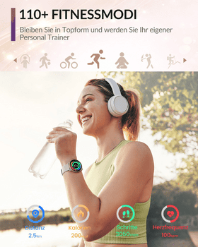 SWGOTA Smartwatch Damen mit Bluetooth-Anruf,1.43 Zoll AMOLED Display Smartwatch , IP68 Fitness Uhr mit Herzfrequenz/Blutdruck/SpO2/Schlafmonitor