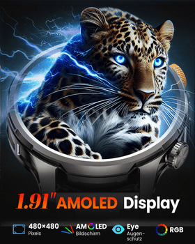 SWGOTA[LTG_SITE_PHONE]mAh Akku 1.91" AMOLED-Display Militär Smartwatch für Herren Smartwatch Herren Fur Fitnessuhr, IP68 wasserdicht, SpO2-/Herzfrequenz-/Schlafüberwachung für Android und iOS