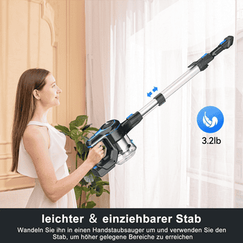 INSE Akku-Hand-und Stielstaubsauger Akku Staubsauger, Akkustaubsauger,Ultraeffizientes Filtrationssystem, Akku Staubsauger, Staubsauger Kabellos, 35KPa, 1,2L Große Staubbehälter, 55 Minuten