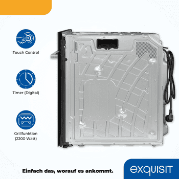 exquisit Einbau-Mikrowelle, Mikrowelle, Mikrowelle + Grill, Mikrowelle + Heißluft, Grill, Auftau-Programm, Mikrowelle + Grill + Umluft, Grill + Umluft, 72,00 l, Timer, Kindersicherung, 5 Leistungsstufen, Kombinationsgerät