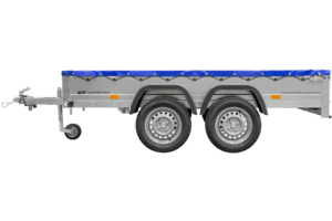 Garden Trailer 264/2 Kipp Mit Stützrad, Planenträger Und Blauer Flachplane-Neu